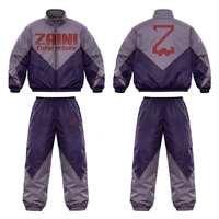 ZAINI Setelan Windbreaker Pria Kasual 120 GSM Bahan Mikro Polyester Bernapas untuk Musim Dingin Warna Hitam Putih Panel Kontras Logo Kustom Berkerudung