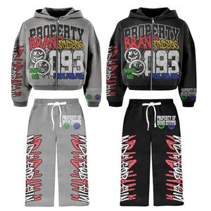 Sudadera con capucha y cremallera, bolsillo lateral y efecto de desvanecimiento del Sol de piedra, serigrafía de alta calidad, conjunto de chándal de alta calidad personalizado a la moda - Product Image 2