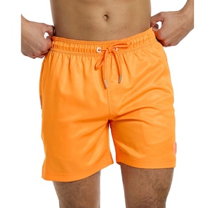 กางเกงว่ายน้ำชายสีส้มล้วนแบบขายส่ง ผลิตตามสั่ง แห้งเร็ว มีซับในตาข่าย บริการ OEM - Product Image 5