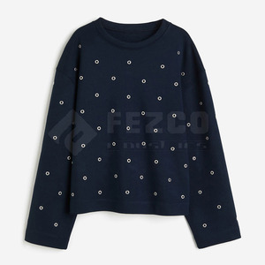 Vente en gros 100% sweat-shirt en molleton de coton pour femmes Streetwear respirant avec strass de logo personnalisé pour l'hiver - Product Image 1