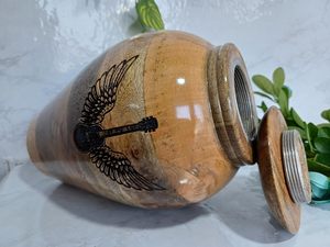 <b>Wooden</b> Cremation <b>Urns</b> <b>for</b> <b>Ashes</b> Adult Male/Female Guitar & Wing Pattern Engrave Decorative <b>Urns</b>-<b>Wooden</b> Cremation <b>Urn</b> Funeral - Product Image 6