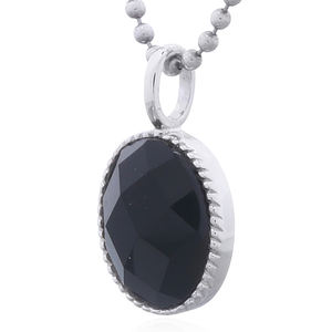 Magnifique pendentif ovale en agate noire avec bélière en argent 925 - Product Image 2