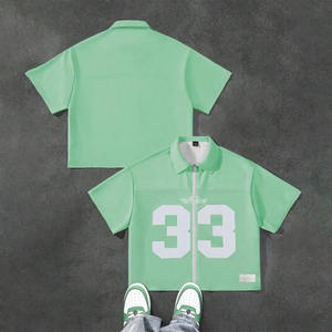 เสื้อฮิปฮอปแขนสั้นสไตล์สตรีทแวร์ ผ้าถักพิมพ์ลาย ออกแบบเองได้ สกรีนโลโก้ตามสั่ง ขายส่ง ผ้าโพลีเอสเตอร์ ทรงวินเทจ หลวมสบาย - Product Image 1