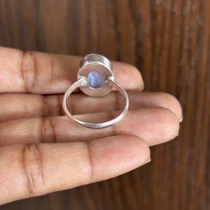 แหวนเงินชุบประดับพลอยบลูเลซอะเกตขายส่งยอดนิยม แหวนทำมือจากพลอยธรรมชาติ แหวนแฟชั่นมาแรงล่าสุด - Product Image 5