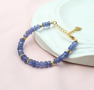 Pulsera de cuentas Rondelle facetadas naturales 100%, tanzanita de Plata de Ley 925, regalo de cumpleaños perfecto, pulseras de cuentas finas - Product Image 4
