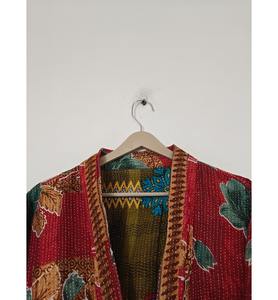 Women's Handmade Gudari <b>Jacket</b> Thick Cotton <b>Kantha</b> Indian Style Assorted Vintage Reversible Ethnic Leather <b>Jacket</b> - Product Image 2