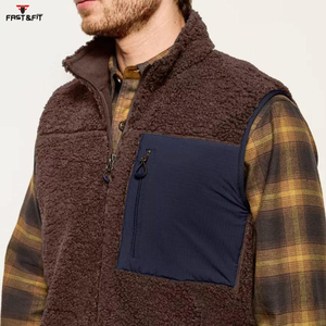 Gilet en polaire polaire pour homme de couleur personnalisée avec fermeture éclair sur le devant Vêtement d'extérieur sans manches Automne Imperméable Coupe-vent - Product Image 6