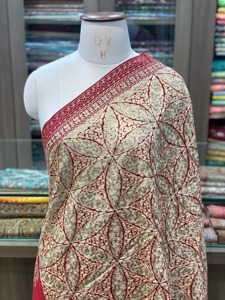 Everyday Wear Elegant Ethnic Dressing Beige Kashmiri <b>Shawl</b> Soft Polyester Velvet Breathable Winter Stole Light Embroidery Solid - Product Image 5