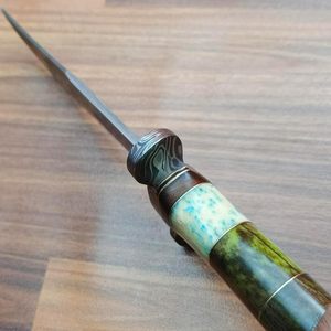 Couteau de chasse Damas avec gaine en cuir idéal pour hacher le camping en plein air-Support OEM à lame fixe Full Tang - Product Image 4