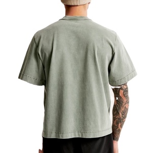 Personalizado OEM Logo gráfico en blanco acanalado cuello redondo de gran tamaño 100% algodón de peso pesado ropa de calle algodón camiseta de gran tamaño - Product Image 4