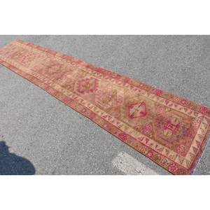 Alfombra turca Vintage de 21,9x12,5 pies, Alfombra de lana rosa de tejido plano Beige, respaldo de látex, patrón de retazos para decoraciones para sala de estar - Product Image 4