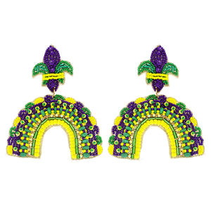 Pendientes de Festival de Diseño intrincado con bordado de cuentas hecho con cuentas de vidrio 100% para mujeres avanzadas de moda - Product Image 3