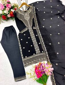 เสื้อซินออนผ้าไหมแฟนซีสไตล์ใหม่พร้อมชุด Dupatt เย็บชุดอินเดียและปากีสถาน - Product Image 6