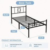 Lit double moderne Hengli en métal réglable, tailles Twin/Full/King/Queen, durable, garantie 1 an, portable, pour hôtel, chambre, appartement, école