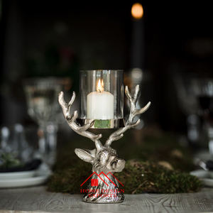 Bougeoir en métal d'aluminium de coulée de cerf de rein avec le support décoratif votif en métal de verre - Product Image 4