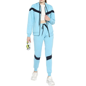 Survêtements élégants pour les femmes fermeture à glissière et pull à capuche col haut et bas femmes survêtement à glissière - Product Image 1