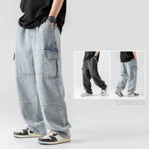 Jeans en denim décontracté de qualité supérieure pour hommes, pantalons streetwear durables à poches multiples pour la mode hip-hop et les voyages quotidiens - Product Image 5