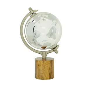 Globe en métal du monde antique Carte géographique rotative Terre Sculpture moderne plaquée or polie pour décor de bureau - Product Image 6