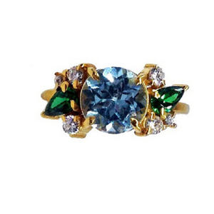 Designer 925 Sterling Silver Gold Plated Blue Topaz Chrome Diopside Gemstones Women Wear <b>Adjustable</b> <b>Rings</b> - Product Image 4