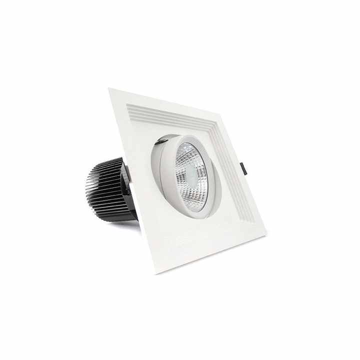30W 220V COB LED Recessed Spotlight, Square, Natural White, Adjustable, with Reflector - Lighting / Recessed Spotlight