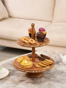 Elegante Soporte para Tartas de Madera de 2 Niveles con Pedestal Resistente, Ideal para Decoración de Cumpleaños, Bodas y Eventos - Product Image 4