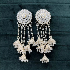 Trendy <b>Necklace</b> <b>Earring</b> Set India Gold Plated Diamond Main Stone Cluster <b>Pearls</b> Weddings Parties Gift Anniversary - Product Image 1