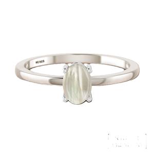 925 Sterling Silver Stackable <b>Ring</b> Prong Setting <b>Pearl</b> Gemstone Pear Round & Oval Shape Trendy Fashionable Unisex - Product Image 1