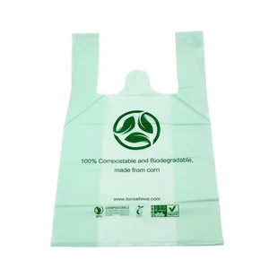 Bolsas para camisetas ecológicas biodegradables 100% al por mayor, bolsas de compras reutilizables impresas personalizadas para embalaje - Product Image 5