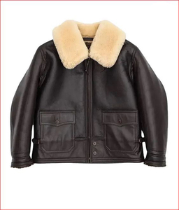 Chaqueta de moto de piel de oveja Real para hombre Punk británico invierno otoño Slim Fit Vintage Cuello de piel chaqueta de cuero genuino - Product Image 2