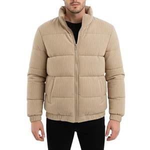 Vertical Quilted Puffer Jacket Men Custom Logo Bubble Coat Winter <b>Padded</b> Outerwear Heavyweight Warm Streetwear Jacket - Product Image 1