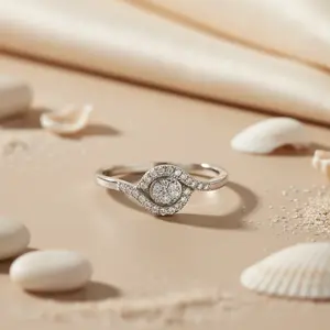 Anillo de Plata 925 con Ojo de Diamante para Mujer, Joyería Fina, Regalo, Corte Esmeralda, Zafiro Rosa, Chapado en Rodio, Material de Platino, Conjunto de Rodio - Product Image 1