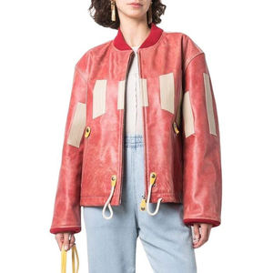 Veste bomber cargo en cuir PU surdimensionnée imperméable avec logo brodé de haute qualité pour hommes, col côtelé, fermeture éclair - Product Image 2