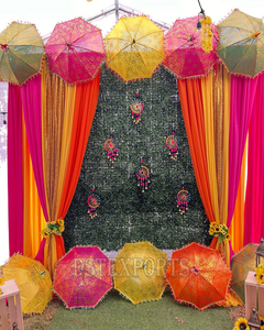 Decoración de Boda Punjabi, Sombrilla Phulkari Multicolor, Portátil, Tamaño y Color Personalizables, Fondo de Boda - Product Image 4