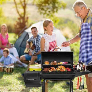 Venta al por mayor de <span class=keywords><strong>Barril</strong></span> Grande Carro Parrilla de Barbacoa de Carbón Offset Fumador Parrilla de Barbacoa Con Mesas - Product Image 3