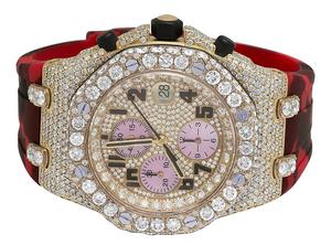 สายนาฬิกาเพชรแบบ Iced Out นาฬิกาข้อมือหรูสำหรับผู้ชาย นาฬิกาฮิปฮอปผู้ชาย กระจกนาฬิกาเพชรขาว สายซิลิโคน - Product Image 2