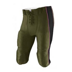 Uniforme de football américain personnalisé vert olive noir avec numéro rose sur le maillot et pantalon, tenue de protection pour les sports d'équipe - Product Image 3