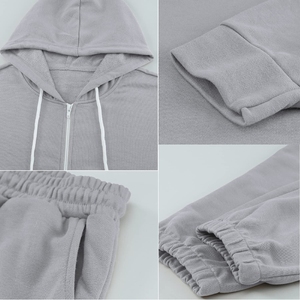 2023 Logo personnalisé femmes réfléchissant décontracté survêtement solide 2 pièces à capuche pantalon formation survêtement en gros hiver Jogging costume - Product Image 6