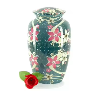 Urne funéraire en aluminium de qualité supérieure pour cendres humaines, motif floral imprimé, design arbre Aria, urne commémorative, vente en gros - Product Image 3