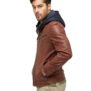 Chaqueta de cuero ajustada de alta calidad para hombre, estilo carrera con capucha de invierno, cuello levantado, venta al por mayor a la venta ahora - Product Image 5