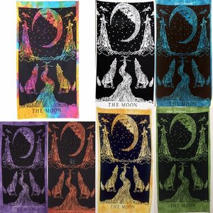 ผ้าแขวนโปสเตอร์ขนาดเล็กรูปพระจันทร์และหมาป่าผ้าฝ้ายตกแต่งผนังรูปดาวห้าแฉกของตกแต่งบ้านผ้าปูโต๊ะหลากสีสำหรับคนส่งของอินเดีย - Product Image 2
