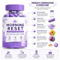 Capsules de Récupération Matinale Contre la Gueule de Bois DHM, Figue de Barbarie, Gingembre, Vitamines B, Hydratation, Reconstitution Nutritionnelle, Marque Privée