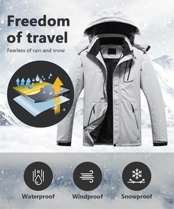 Men's Casual <b>Winter</b> Ski <b>Jacket</b> <b>Waterproof</b> Breathable Eco-Friendly Stand Front Pocket Outdoor Mountain Sports Warm Fleece Lining - Product Image 5