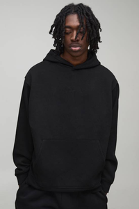 Sweat à capuche épais surdimensionné sans cordon, personnalisé avec logo OEM, style streetwear, 500 GSM, vente en gros pour hommes - Product Image 4