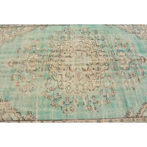 Vintage 6X9,4 pies Verde Beige Alfombra turca Clásica Área grande Rectángulo Patchwork Diseño Lana Seagrass Látex para sala de pasillo - Product Image 5