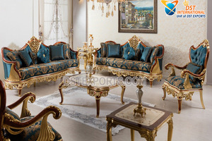 Maharaja Juego de Sofá Tallado de Madera Pulida en Plata, Diseño Real, Juego de Sofá de 8 Plazas PARA EL Hogar, Diseño Ultra Lujoso para Apartamento - Product Image 3