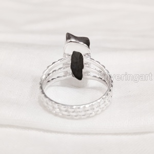 Anillo de Plata de Ley 925 con Piedra Natural en Bruto, Labradorita, Ajustable, para Mujer, Ideal para Fiestas y Navidad - Product Image 5