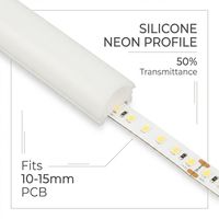 Tube vide en silicone pour profil néon, série 6-15 mm, avec diffuseur flexible à montage sur le dessus du PCB pour bande LED