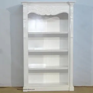 Деревянный книжный шкаф во французском стиле, белые раскрашенные книжные полки, антикварная репродукция, офисная мебель для дизайна, интерьер дома и офиса