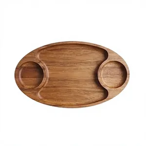Plateau de service ovale en bois de manguier, design minimaliste solide, fait main pour les apéritifs et les plats de fête - Product Image 2