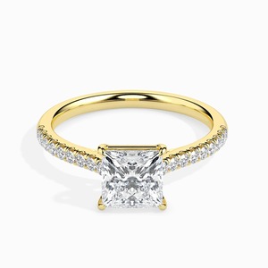 1.5 Carat Princess Cut Lab Grown Diamond Solitaire avec Accent Bague de fiançailles VVS Clarity DEF Color 14K Gold Ring at Best Price - Product Image 4